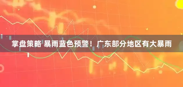 掌盘策略 暴雨蓝色预警！广东部分地区有大暴雨